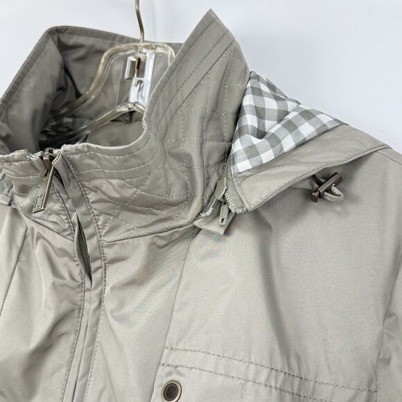 Liz Claiborne NY Green Lined Rain Windbreaker Coat Hooded Coat Womens Size M - Picture 5 of 16